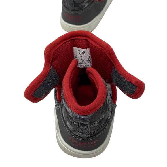 Baby Surprize by Stride Rite Aster Boots - Gray Red White Easy On Size 4M - Picture 6 of 9